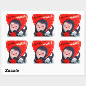 レトロヴィンテージバレンタインホエールホリデーシール スクエアシール (シート)