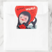 レトロヴィンテージバレンタインホエールホリデーシール スクエアシール (バッグ)