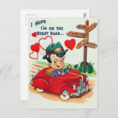 レトロヴィンテージバレンタインホリデーマンハガキ シーズンポストカード (正面/裏面)