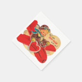 レトロヴィンテージバレンタインボーイパーティー スタンダードカクテルナプキン (角)