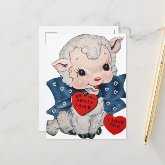 レトロヴィンテージバレンタインラム シーズンポストカード (正面/裏面インサイチュ)