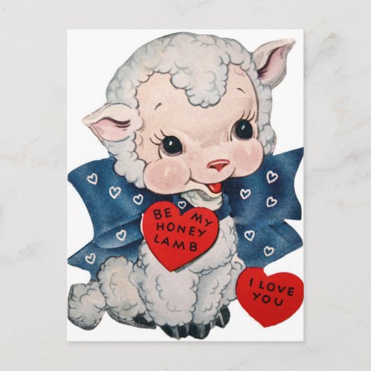 レトロヴィンテージバレンタインランプ休日はがき シーズンポストカード (正面)