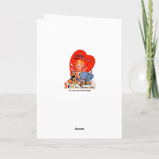 レトロヴィンテージバレンタイン女の子を追加メッセージカード シーズンカード (裏面)