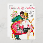 レトロヴィンテージバレンタイン妻ホリディハガキ シーズンポストカード (正面/裏面)