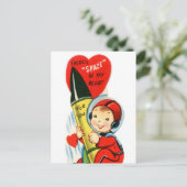 レトロヴィンテージバレンタイン宇宙ボーイ ポストカード (スタンド正面)
