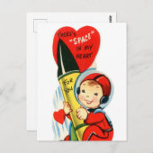 レトロヴィンテージバレンタイン宇宙ボーイ ポストカード (正面/裏面)