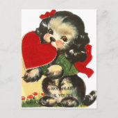 レトロヴィンテージバレンタイン犬の休日はがき シーズンポストカード (正面)