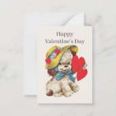 レトロヴィンテージバレンタイン犬の追加気持ち ノートカード (正面)