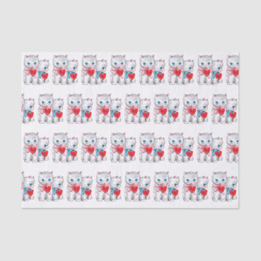 レトロヴィンテージバレンタイン猫パーティー組織 薄葉紙 (正面)