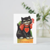 レトロヴィンテージバレンタイン猫 ポストカード (スタンド正面)