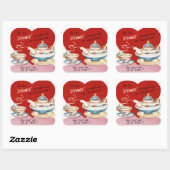 レトロヴィンテージバレンタイン茶ステッカー スクエアシール (シート)