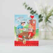 レトロヴィンテージバレンタイン葉書カップル シーズンポストカード (スタンド正面)