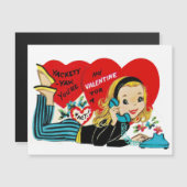 レトロヴィンテージバレンタイン電話ガールカード (正面/裏面)