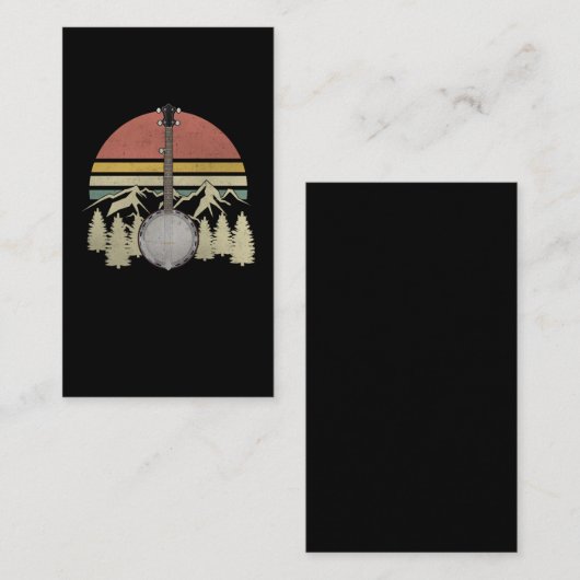 レトロヴィンテージバンジョブルーグラスマウンテンミュージシャン 名刺 (正面/裏面)