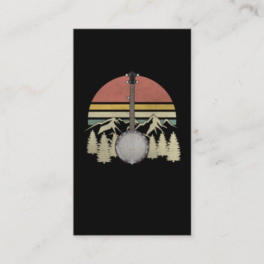 レトロヴィンテージバンジョブルーグラスマウンテンミュージシャン 名刺 (正面)