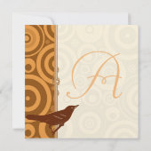 レトロヴィンテージバードオレンジブラウンモダンサークル 招待状 (裏面)