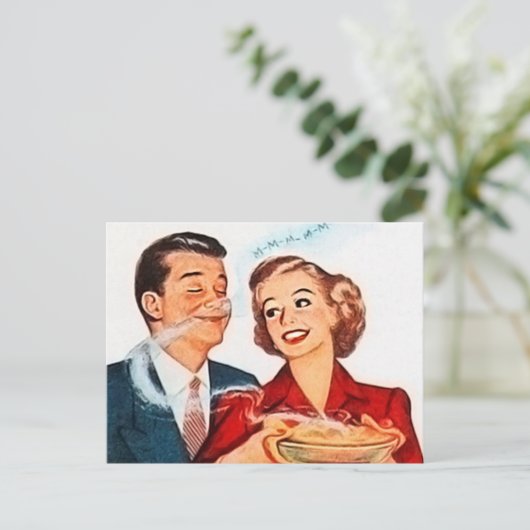 レトロヴィンテージパイベーキングレディ ポストカード (スタンド正面)