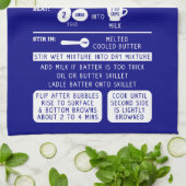 レトロヴィンテージパンケーキレシピネイビーブルーホワイト キッチンタオル (折り畳み)