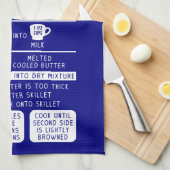 レトロヴィンテージパンケーキレシピネイビーブルーホワイト キッチンタオル (四つ折り)