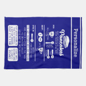 レトロヴィンテージパンケーキレシピネイビーブルーホワイト キッチンタオル (横)