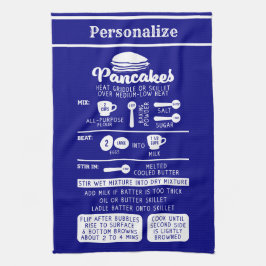 レトロヴィンテージパンケーキレシピネイビーブルーホワイト キッチンタオル