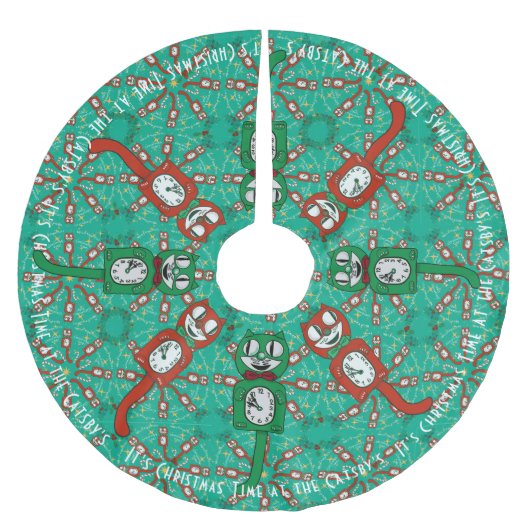 レトロヴィンテージパーソナライズされたクリスマスツリースカート ブラッシュドポリエステルツリースカート (正面)