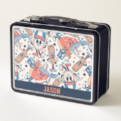 レトロヴィンテージパーソナライズされた野球 メタルランチボックス (裏面)