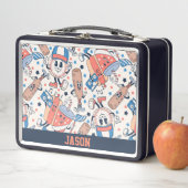 レトロヴィンテージパーソナライズされた野球 メタルランチボックス (インサイチュ)