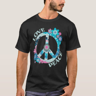 レトロヴィンテージヒッパイラブピースサインフラワーモノガー Tシャツ