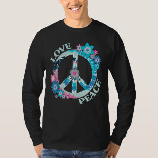 レトロヴィンテージヒッパイラブピースサインフラワーモノガー Tシャツ