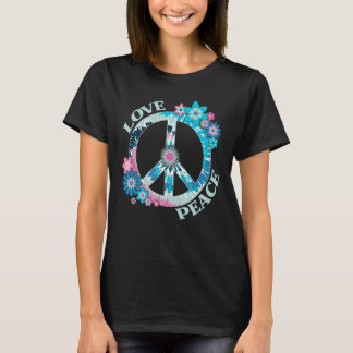 レトロヴィンテージヒッパイラブピースサインフラワーモノガー Tシャツ