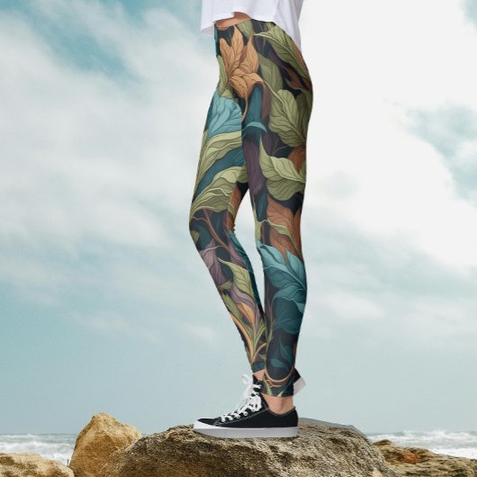 レトロヴィンテージビクトリアンウィリアム・モリス・アートパターン レギンス