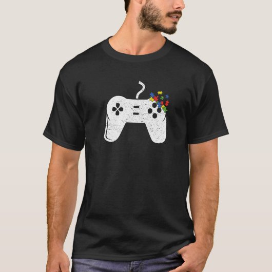 レトロヴィンテージビデオゲームハート自閉症意識Sp Tシャツ (正面)