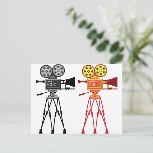 レトロヴィンテージビデオプロジェクタカメラのムービーベクトル ポストカード (スタンド正面)