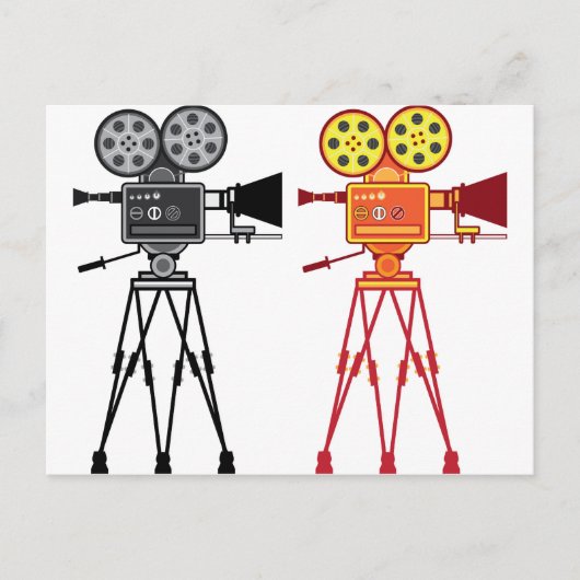 レトロヴィンテージビデオプロジェクタカメラのムービーベクトル ポストカード (正面)