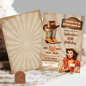 レトロヴィンテージピンアップ女性のカーボーイ大人誕生日 招待状