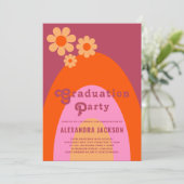 レトロヴィンテージピンクオレンジ大学院パーティー 招待状 (スタンド正面)
