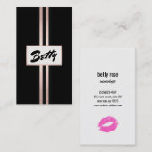 レトロヴィンテージピンクキスをするリップストライプ金ゴールド美しい 名刺 (正面/裏面)