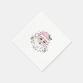 レトロヴィンテージピンククリスマスサンタ スタンダードカクテルナプキン (角)