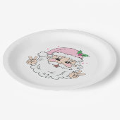 レトロヴィンテージピンククリスマスサンタ ペーパープレート (アングル)