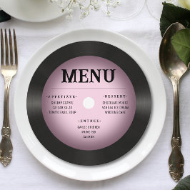 レトロヴィンテージピンクヴィネットビニール結婚レコード メニュー