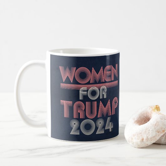 レトロヴィンテージピンク女性2024トランプ コーヒーマグカップ (ドーナツ)