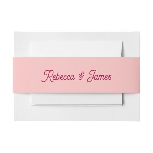 レトロヴィンテージピンク明るい赤紫色結婚タイポグラフィ 招待状ベリーバンド (正面例)