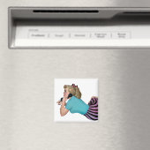 レトロヴィンテージピンナップガールオンテレフォン マグネット (インサイチュ (食洗機))