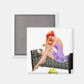 レトロヴィンテージピンナップガールオンフォン マグネット (正面/裏面)