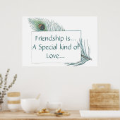 レトロヴィンテージピーコックフェザーフレンドシップ引用文 ポスター (キッチン)