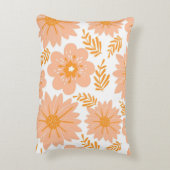 レトロヴィンテージピーチファズオレンジフラワーパターン アクセントクッション (裏面(縦))