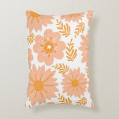 レトロヴィンテージピーチファズオレンジフラワーパターン アクセントクッション (正面(垂直))
