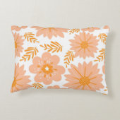 レトロヴィンテージピーチファズオレンジフラワーパターン アクセントクッション (裏面)