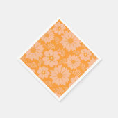 レトロヴィンテージピーチファズオレンジフラワーパターン スタンダードカクテルナプキン (角)